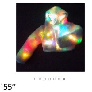 Color Flashing LED Faux Womens Fur Coat Warm Hoodi